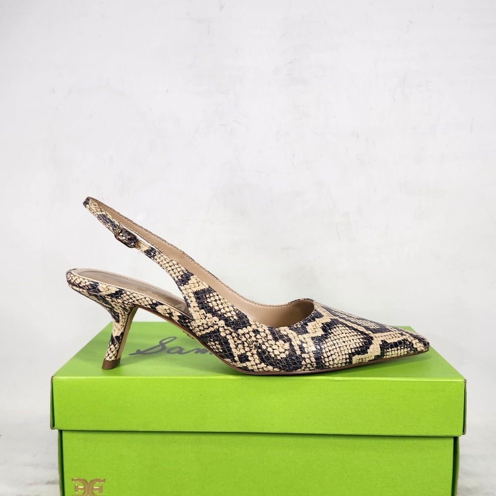 Sam Edelman Slingback Pumps Women Size 8 Roccia Snake Print Leather Bianka
